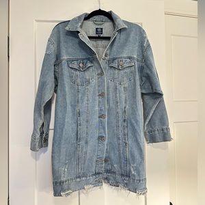 Boom Boom Jeans Oversized Distressed Light Wash Denim Jacket Size S